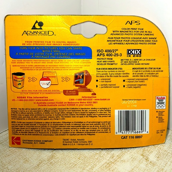 Kodak Advantix 25 Exposure 400 Speed Film - 3 Pack (Expired) - Picture 2 of 2